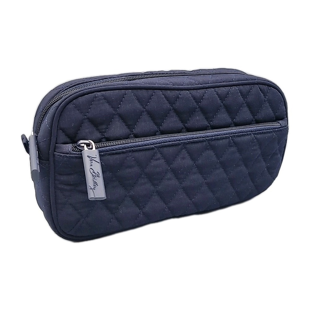 Vera‎ Bradley Quilted Cosmetic Travel Bag Navy Blue Toiletry Make-Up - Picture 2 of 13